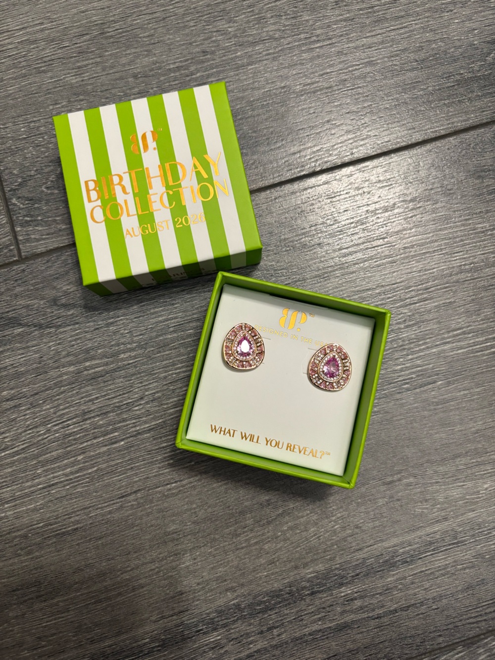 August 2026 Birthday Earrings cake topper